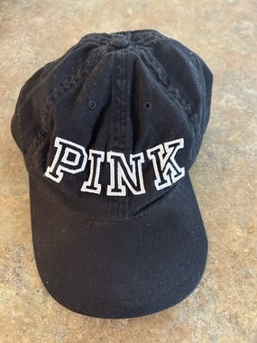 Victoria's Secret PINK Black Baseball Cap with White Label